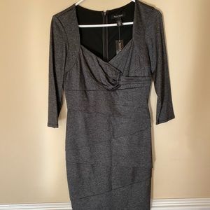 White House Black Market gray midi dress size 8